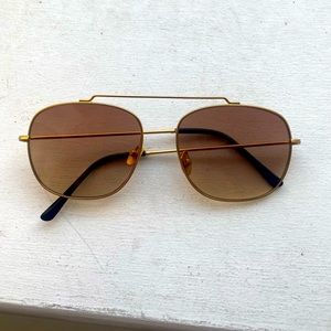 Gold - Brown flat aviator sunglasses. Once worn a few times, no scratches!